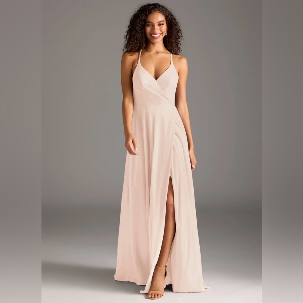 Azazie Elegant Blush Wedding Dress
